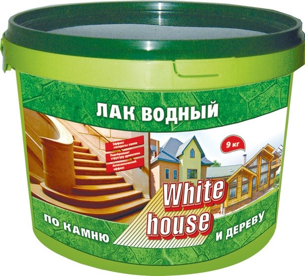 ЛАК ВОДНЫЙ ПО КАМНЮ И ДЕРЕВУ БЕСЦВЕТНЫЙ 0,9кг "WHITE HOUSE"